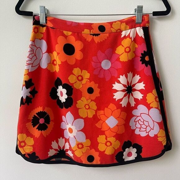 Victoria Beckham X Target Women's Floral Print Orange Mini Skirt Size XS - Picture 1 of 8